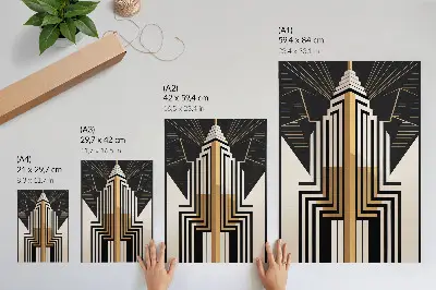 Decorative poster with architectural lines and elegant gold accents