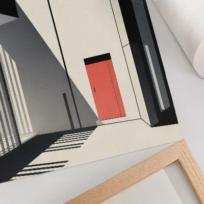 Minimalist geometric architecture art print contrast design