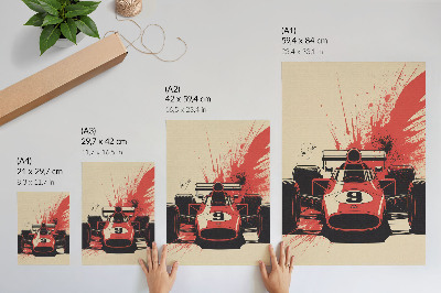Premium wall art Red and black racing car in motion