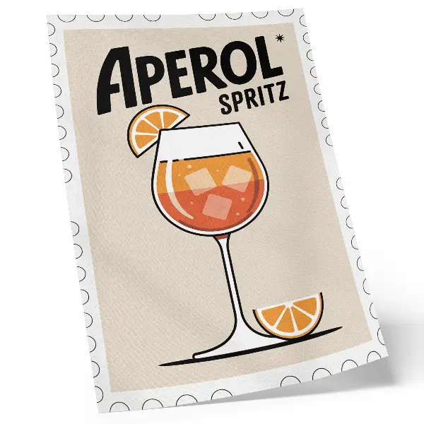 Aperol drink decorative poster with an orange background