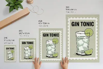 Gin Tonic poster with green and white elements