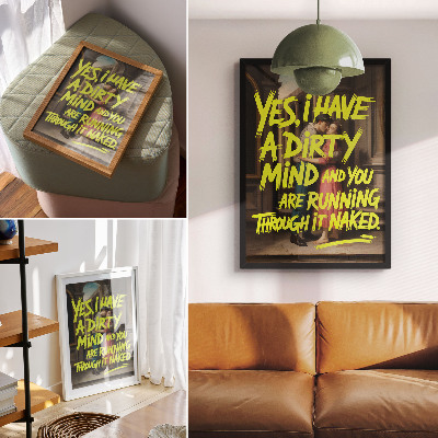 Art print Classic characters yellow text dynamic contrast