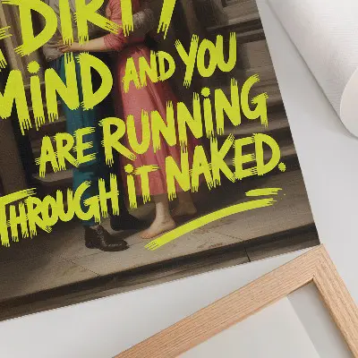 Art print classic characters with yellow text and dynamic contrast