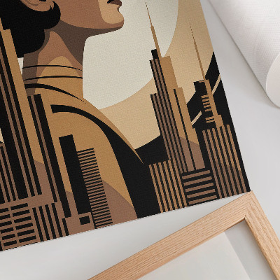 Decorative poster Silhouette of a woman surrounded by skyscrapers