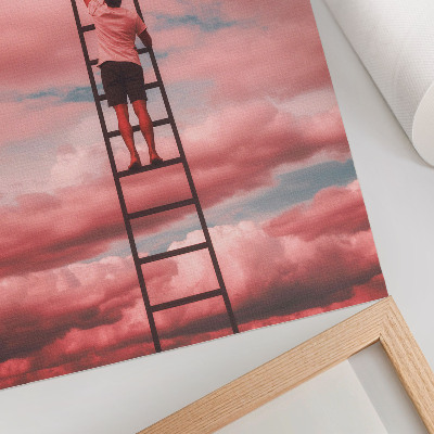 Premium wall art Person on ladder pink clouds sky dreams