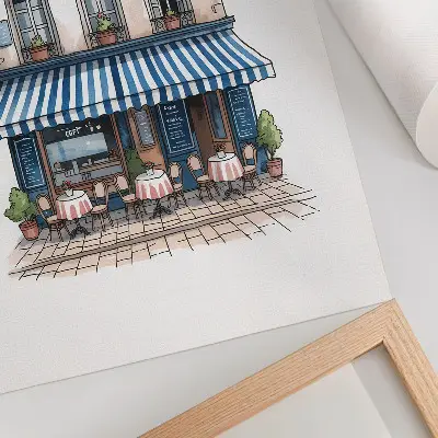 French Café Terrace Art Print a charming atmospheric scene