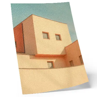 Decorative poster geometric architecture with a beige facade