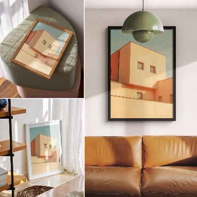 Decorative poster Geometric architecture beige facade