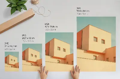 Decorative poster geometric architecture with a beige facade
