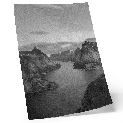 Poster Gray, majestic mountains, a calm lake