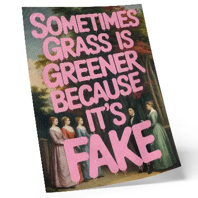 Decorative poster with pink forest character inscription in an elegant and humorous style