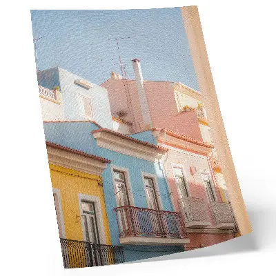 Poster pastel houses with narrow balconies and subtle details