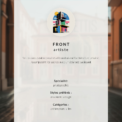 Poster Pastel houses, narrow balconies, subtle details
