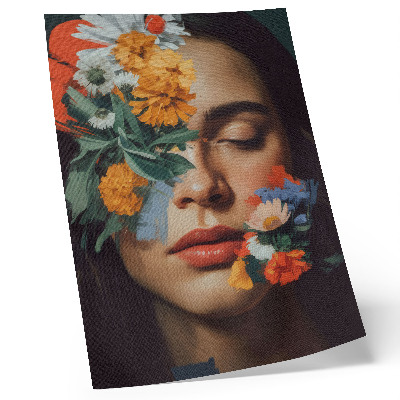 Art print Colorful face with flowers charm emotion delicacy