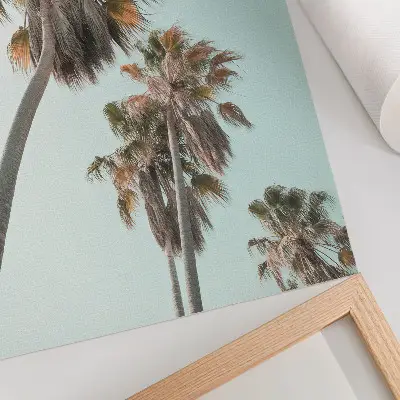 Palm trees poster delicate blue sky exotic design