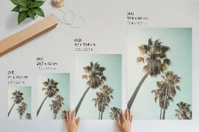 Palm trees poster delicate blue sky exotic design