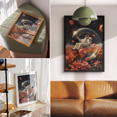 Premium wall art Astronaut space colorful plants cosmos