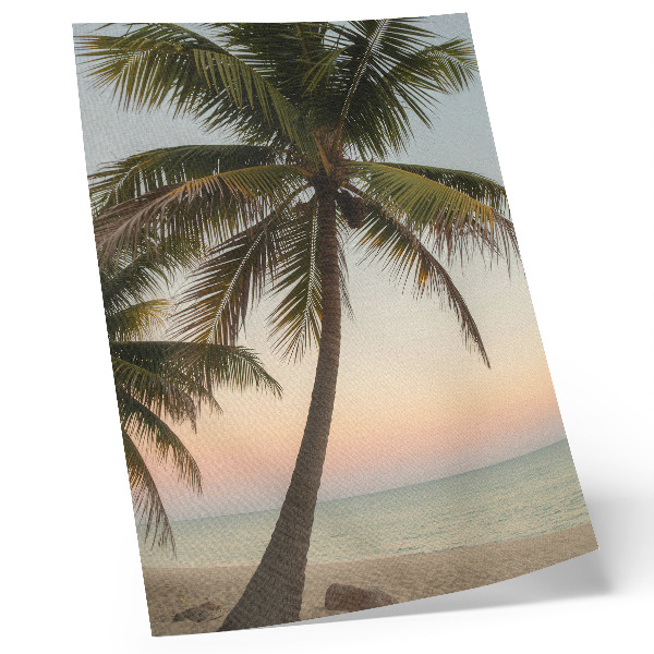 Art print Palm tree sea pastel sunset exotic