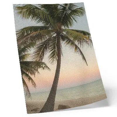 Art print pastel sunset palm tree by the sea