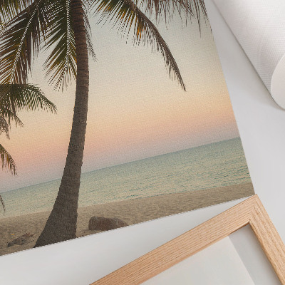 Art print Palm tree sea pastel sunset exotic