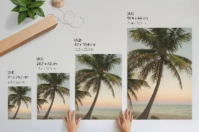Art print pastel sunset palm tree by the sea