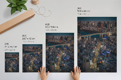 Art print Night city elegance of light and reflection