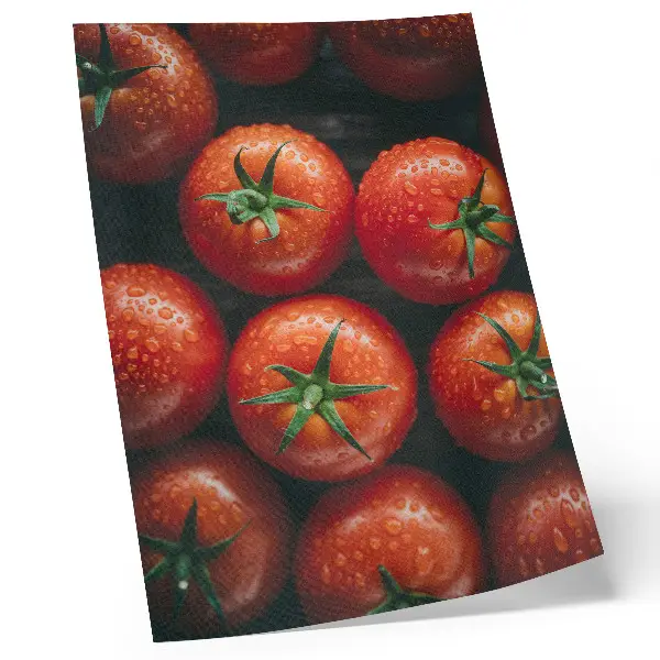 Decorative poster juicy tomatoes with water droplets