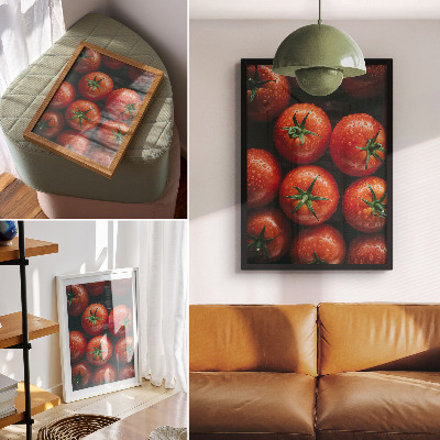 Decorative poster Juicy tomatoes with drops of water
