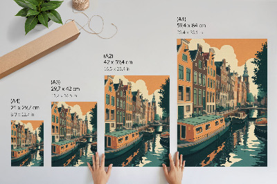 Premium wall art Tenement houses over the canal reflected in the water