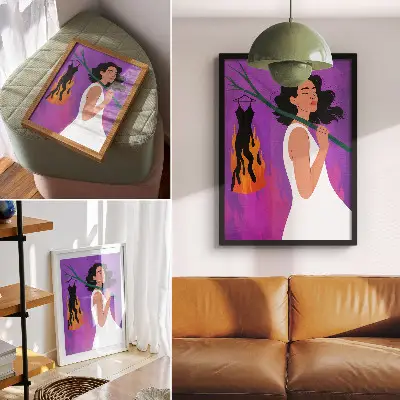 Premium wall art harmony of colors featuring a figure in motion with an extraordinary aura