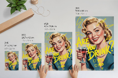 Art print Woman retro comic text dynamic colors