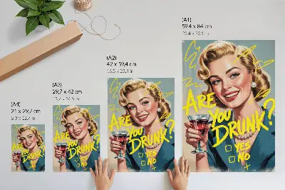 Art print woman retro comic text with dynamic colors
