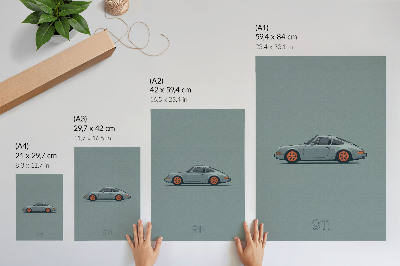 Poster Classic car orange rims gray background