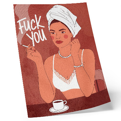 Poster Red and white elegant portrait of a woman humorous