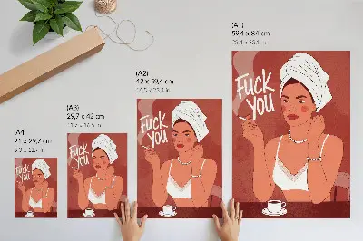 Poster elegant red and white humorous portrait of a woman