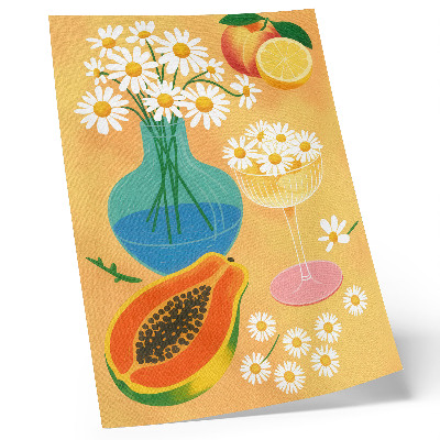 Art print Juicy fruits colorful daisies illustrative style