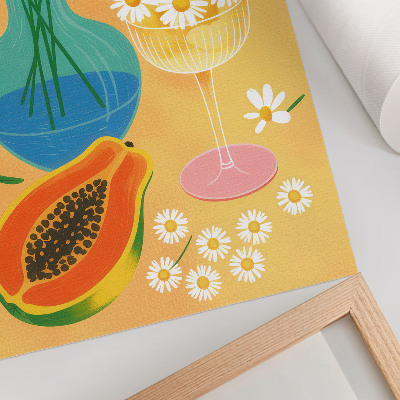 Art print Juicy fruits colorful daisies illustrative style