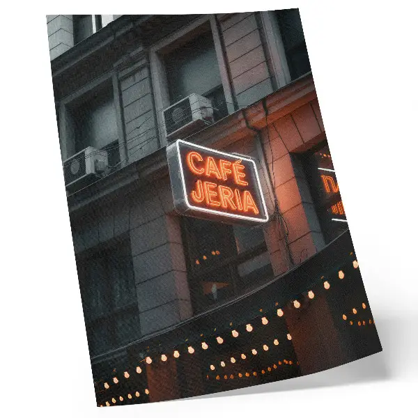 Neon city signs atmospheric shot poster