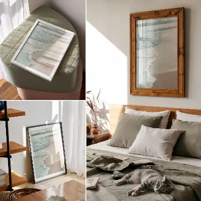 Waves gently lapping the sand art print a calm atmosphere