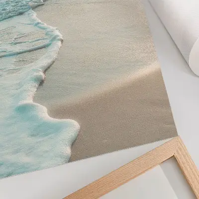 Waves gently lapping the sand art print a calm atmosphere