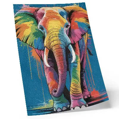Premium wall art colorful elephant with intense contrasting colors