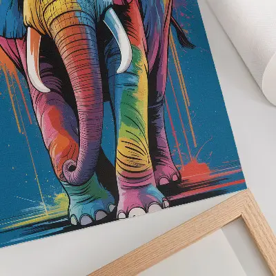 Premium wall art colorful elephant with intense contrasting colors