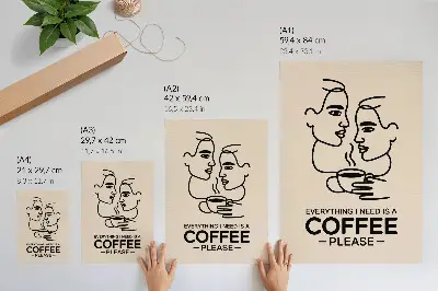 Minimalist face contours coffee cup poster 