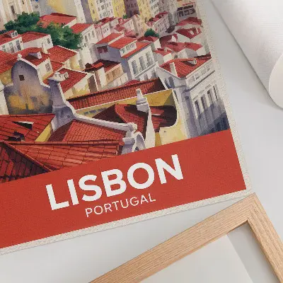 Poster city panorama with a peaceful atmosphere and warm colors