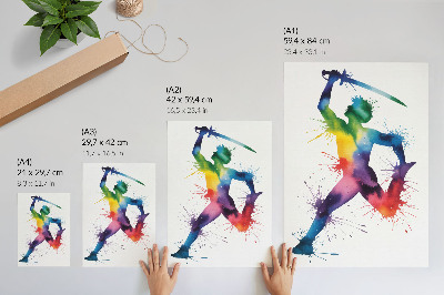 Premium wall art A figure in bright colors with a sword