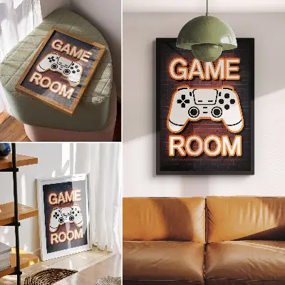 Neon sign controller black background decorative poster