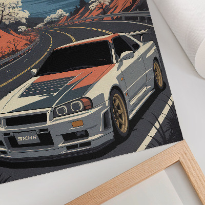 Poster Sports car mountains dynamic scene