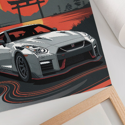 Art print A car in a harmonious Japanese landscape