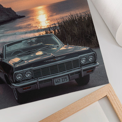 Premium wall art Retro car sunset sea nostalgic