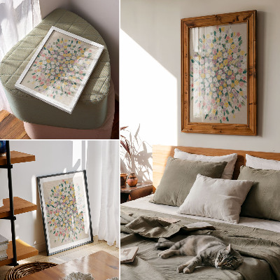 Decorative poster Colorful flowers pastel leaves freshness